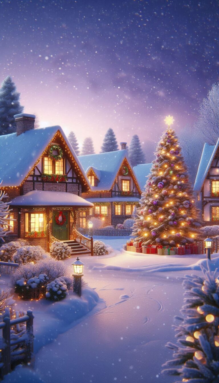 Serene Christmas Village Wallpaper