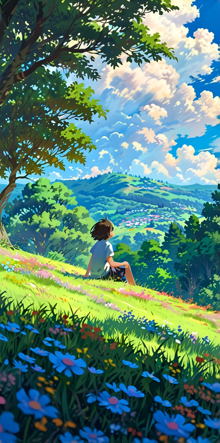 Serene Landscape with Lone Child Wallpaper