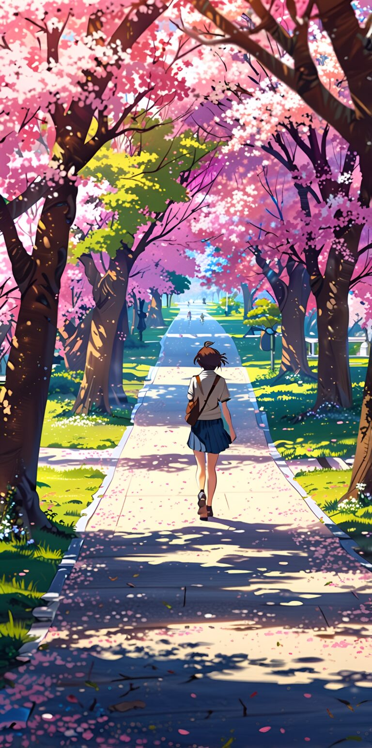 Vibrant Sakura Park in Spring Wallpaper