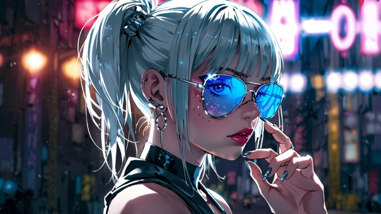 Futuristic cyberpunk girl wallpaper