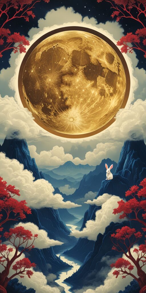 Moonlit Rabbit and Mountain Valley Wallpaper - Chicswipe