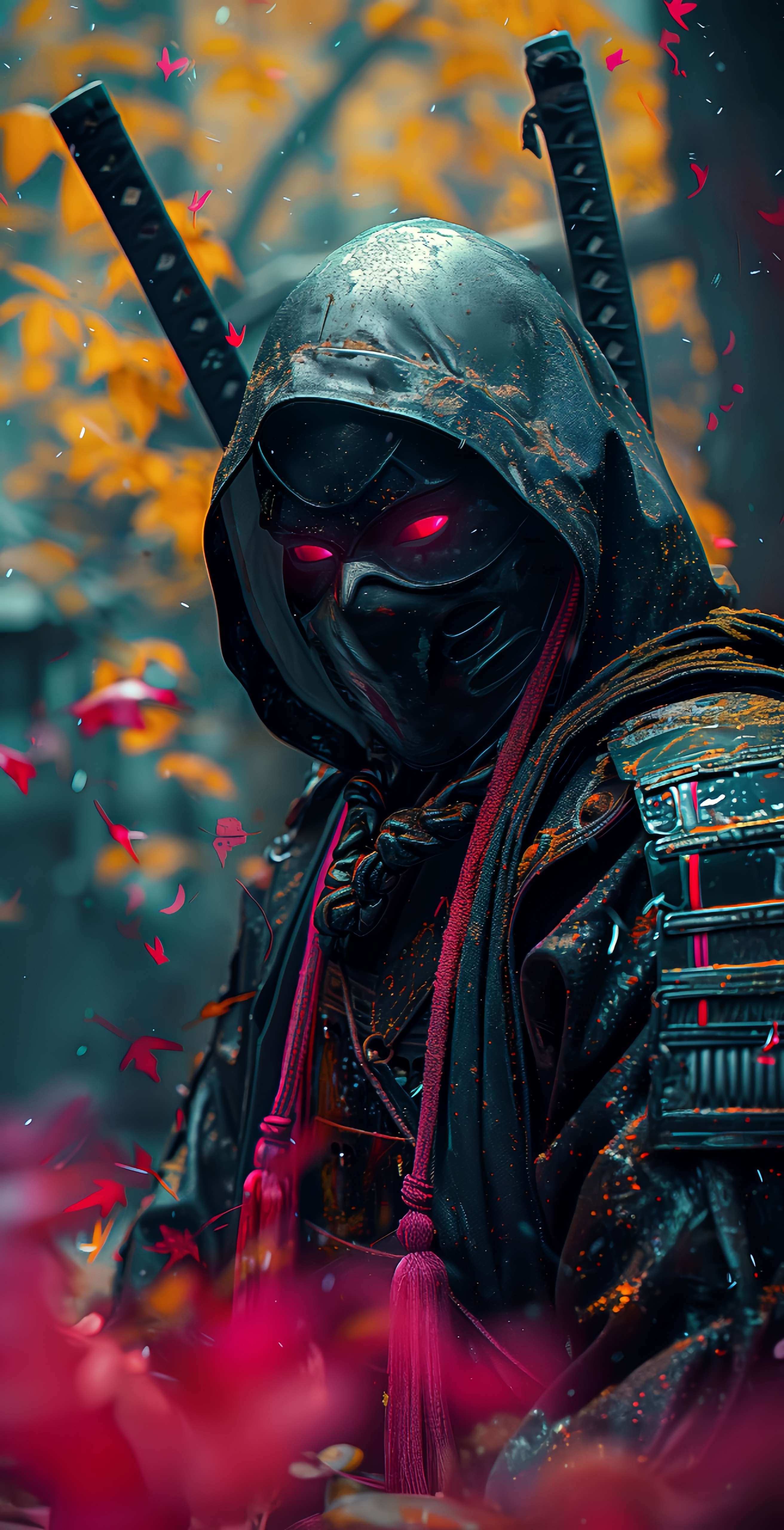 Black Hooded Ninja Samurai Dark Warrior Wallpaper 6 iphone_14_pro