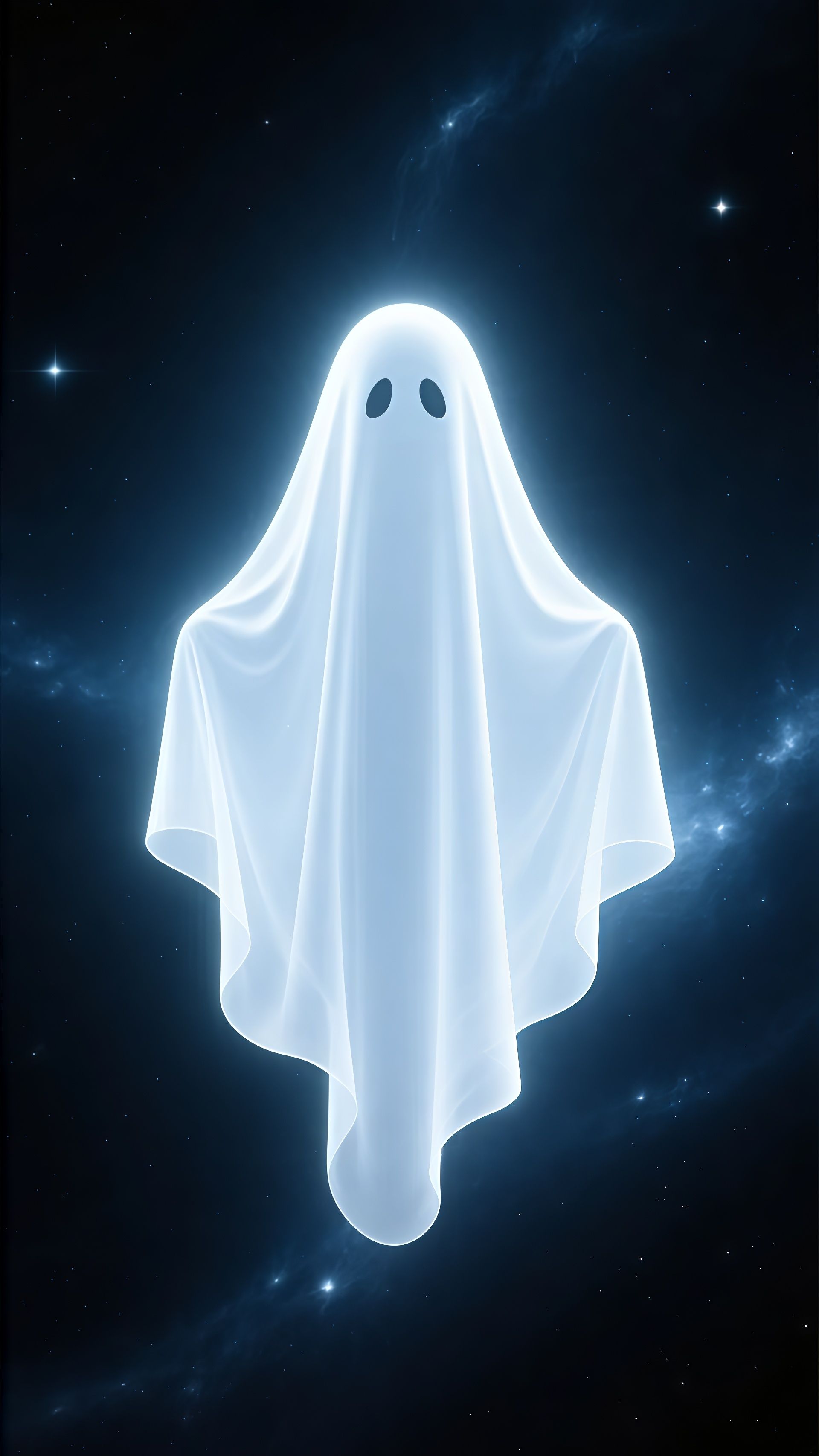 Cute Sheet Ghost Cosmic Night Sky Wallpaper 4 iphone_14_pro