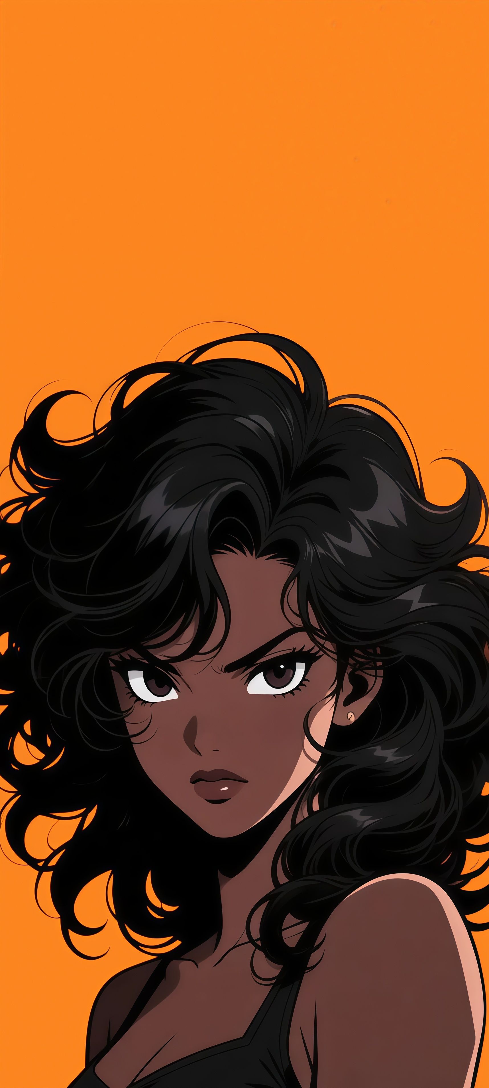 Dark Skin Curly Hair Anime Girl Wallpaper 6 iphone_14_pro