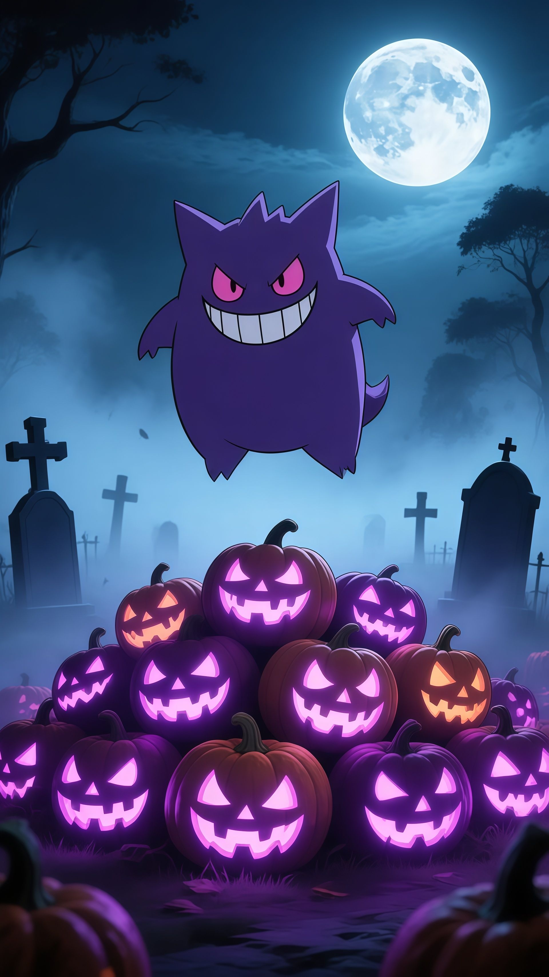 Gengar Pokémon Halloween Graveyard Wallpaper 6 iphone_14_pro