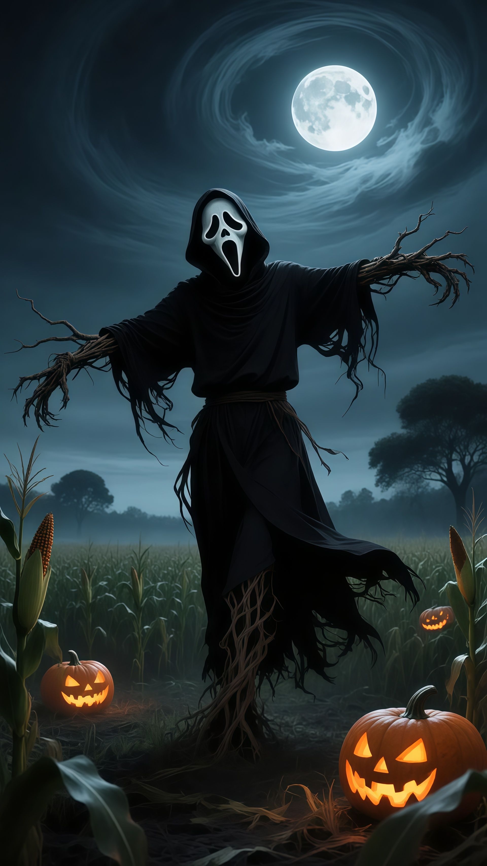 Ghostface In Autumn Foggy Forest Wallpaper 6 iphone_14_pro