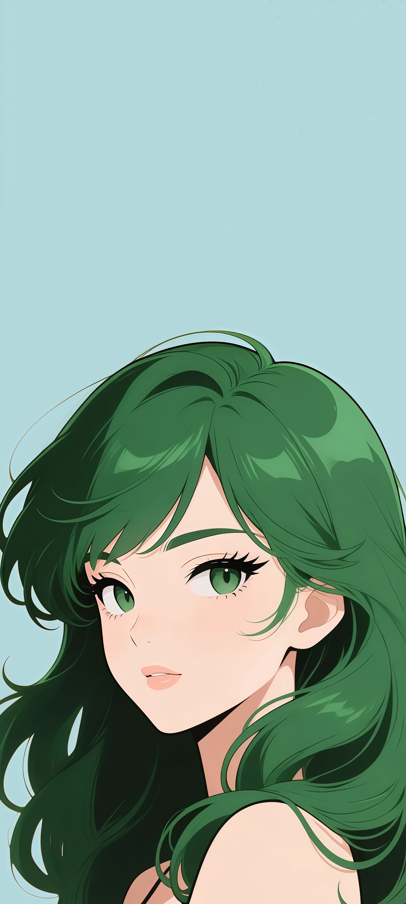 Green Hair Anime Girl Wallpaper 6 iphone_14_pro