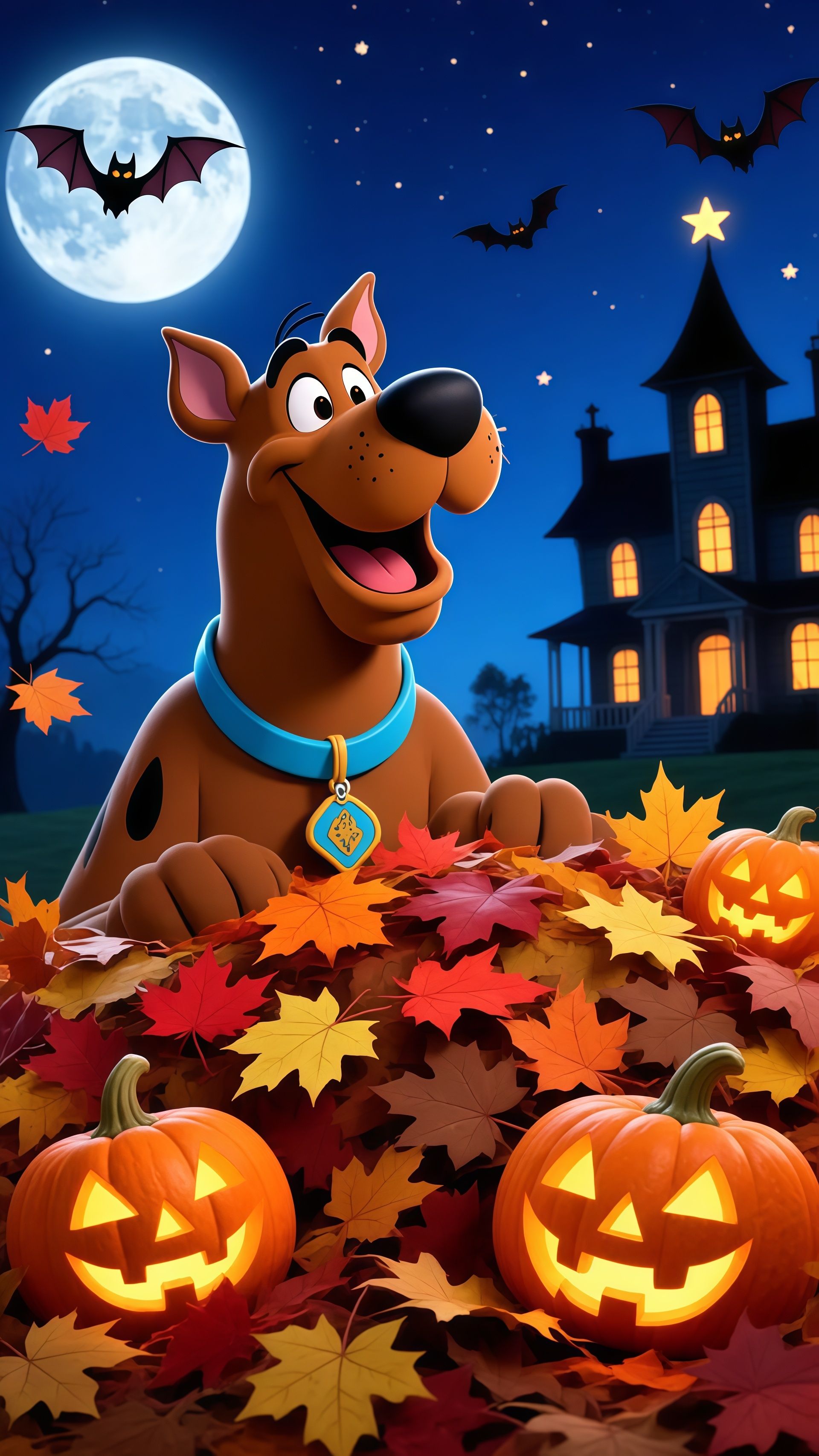Scooby-Doo Fall Leaves And Pumpkins Wallpaper 6 iphone_14_pro