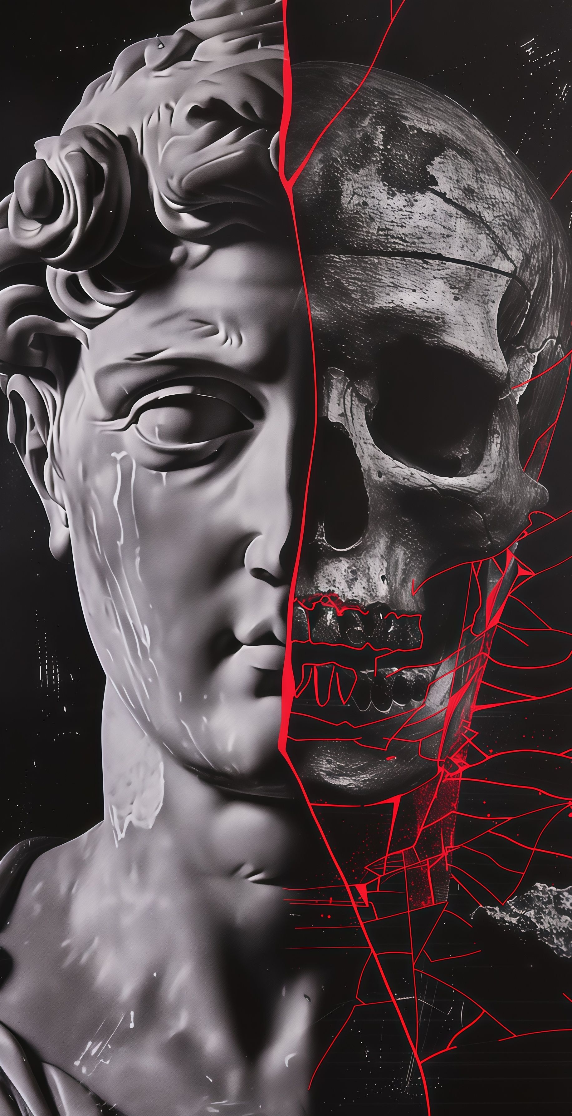 Shattered Statue Skull Broken Aesthetic Art Wallpaper 6 iphone_14_pro