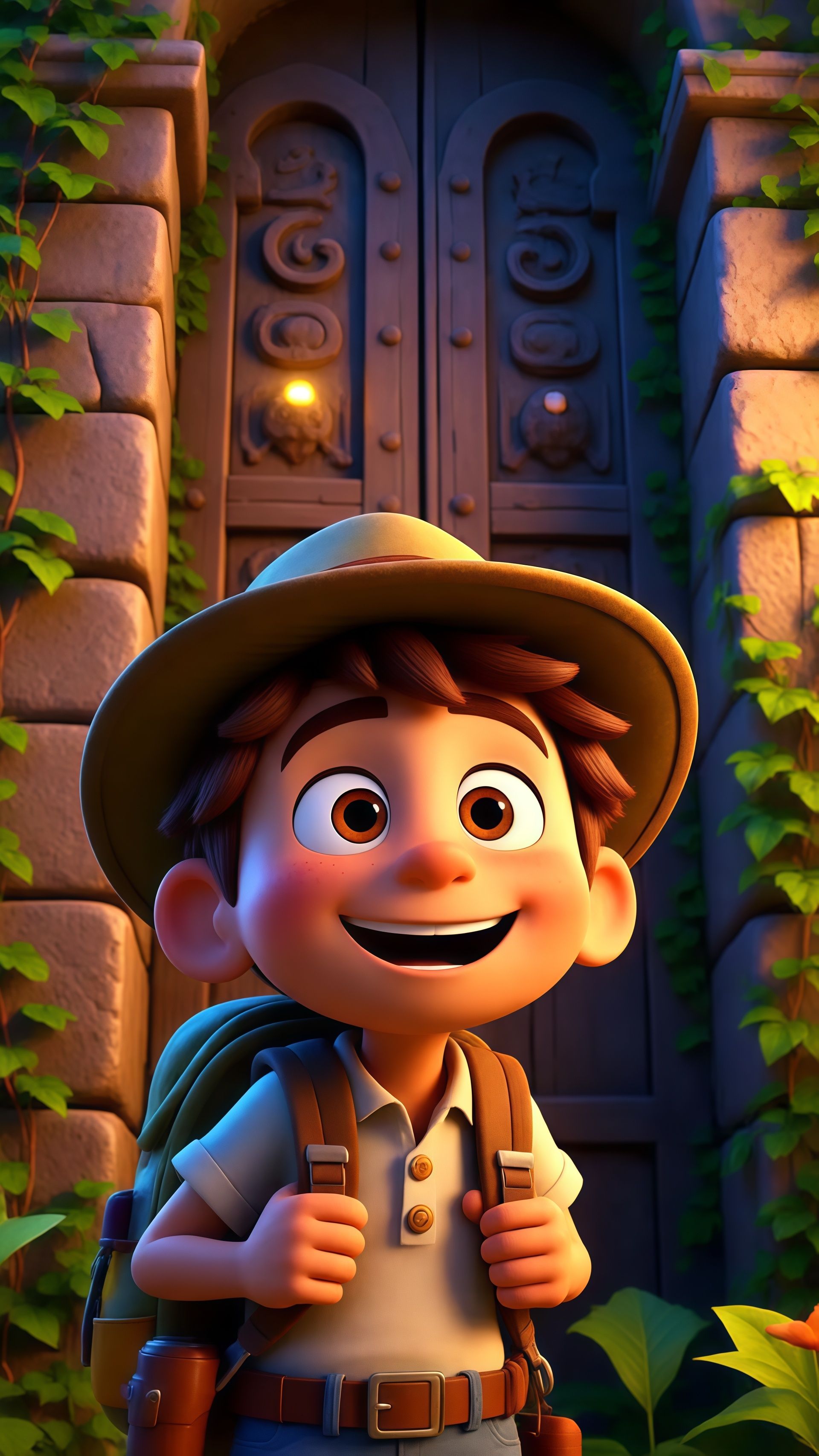 Smiling Boy Explorer Jungle Adventure Wallpaper 6 iphone_14_pro