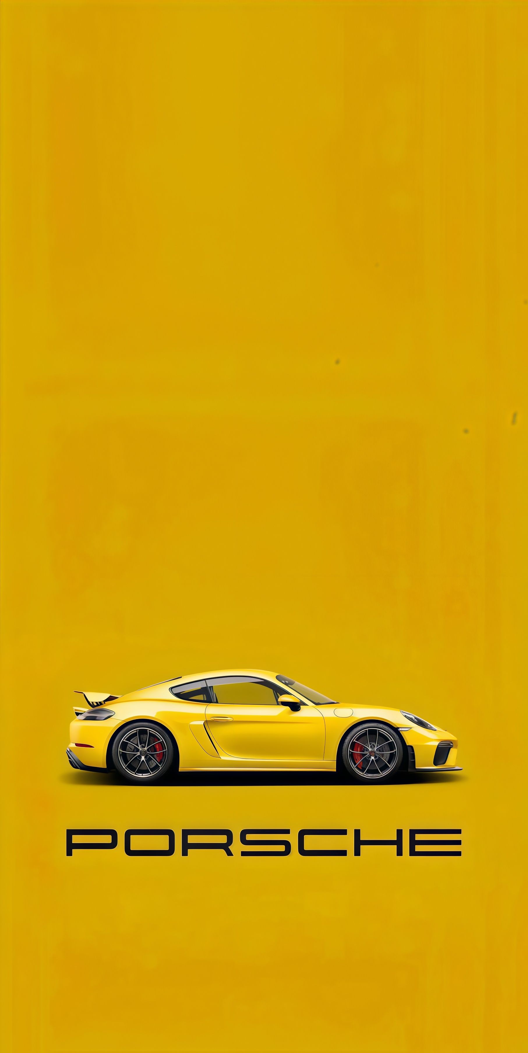 Yellow Porsche Gt Sports Car Minimalist Wallpaper 2 iphone_14_pro